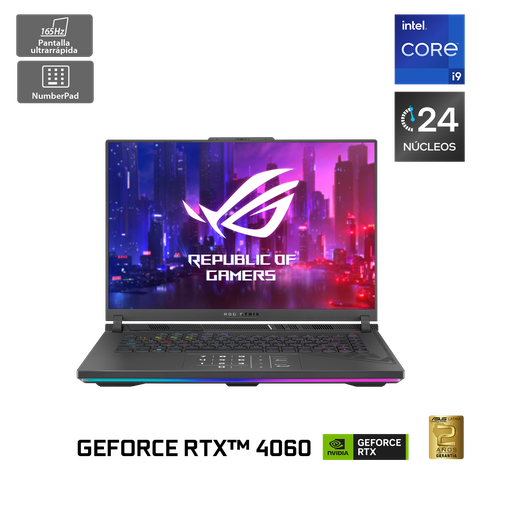 [G614JVR-N3031W] Notebook Gamer ROG Strix G16 Intel® Core™ i9 de 24 Núcleos NVIDIA GeForce RTX 4060 16 GB 1TB SSD 165HZ G614JVR-N3031W